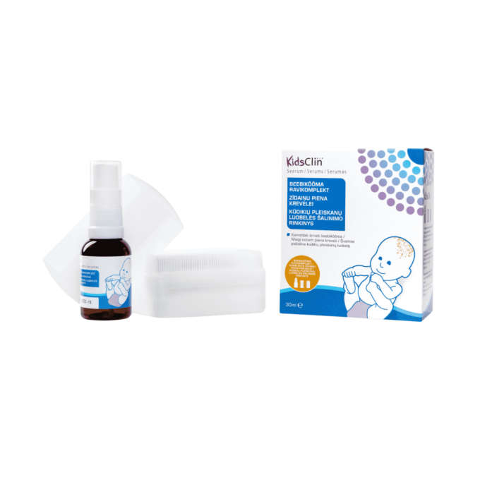 KidsClin® Serumas ir kūdikių pleiskanų luobelės šalinimo rinkinys 3in1, 30 ml Trimb Mylu.lt kosmetika kūdikiams kūdikio priežiūra naujagimio priežiūra kūdikių saborėjimis dermatitas sausa oda