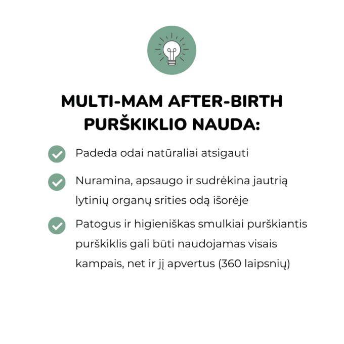 Multi-Mam After-Birth purškiklis, 75ml pagalba sau po gimdymo pagalba gimdyvei odos apsauga jautri lytinių organų oda po gimdymo Mylu.lt kosmetika odos apsauga