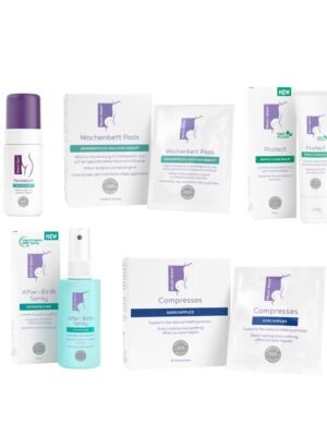 Multi-Gyn ir Multi-Mam rinkinys mamos priežiūrai po gimdymo pagalva sau po gimdymo tarpvietės purškiklis po gimdymo sutrūkinėję speneliai balzamas speneliams kompresai tarpvietei Mylu.lt prekės mamai kompresai speneliams