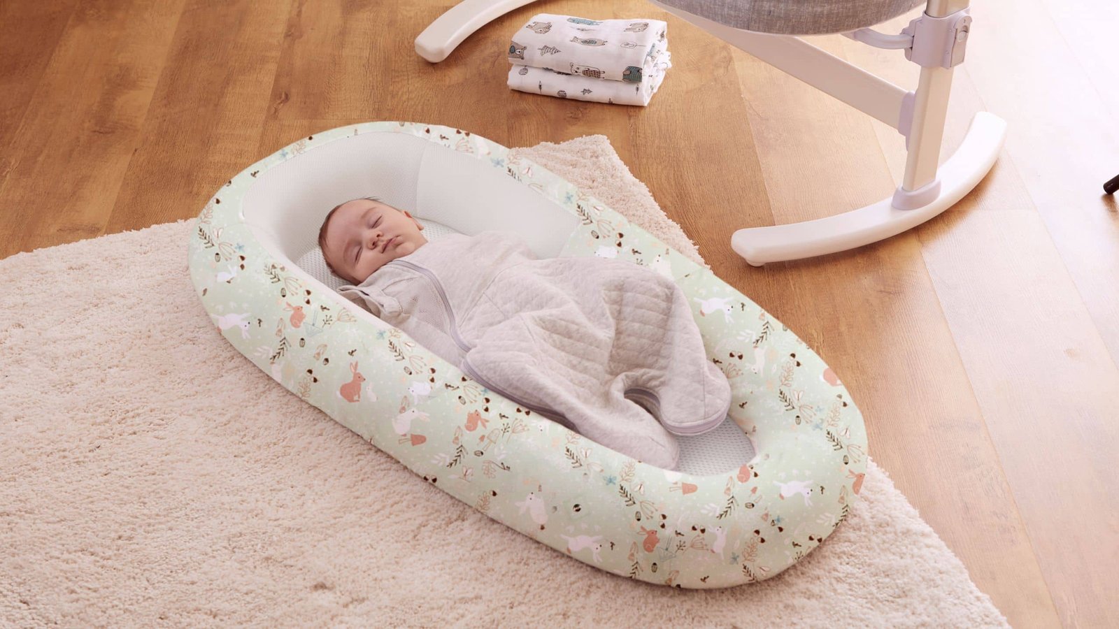 Mylu.shop Purflo miego prekės kūdikių miego prekės Purflo gultukas Purflo lovytė miegantis kūdikis ramus kūdikio miegas