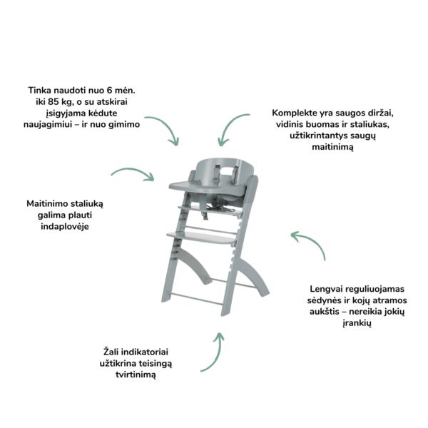 Childhome Evosit maitinimo kėdutė kūdikio primaitinimas sveika vaikų mityba maitinimo kėdė