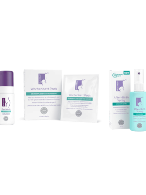 Multi-Gyn ir Multi-Mam rinkinys tarpvietės priežiūrai po gimdymo pagalva sau po gimdymo tarpvietės purškiklis po gimdymo tarpvietės priešžas po gimdymo kompresai tarpvietei Mylu.lt prekės mamai kompresai