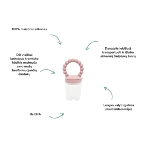 Petit Truc silikoninis kieto maisto maitintuvas kūdikių primaitinimas kūdikio mityba primaitinimo pradžia vaiko mityba sveika mityba