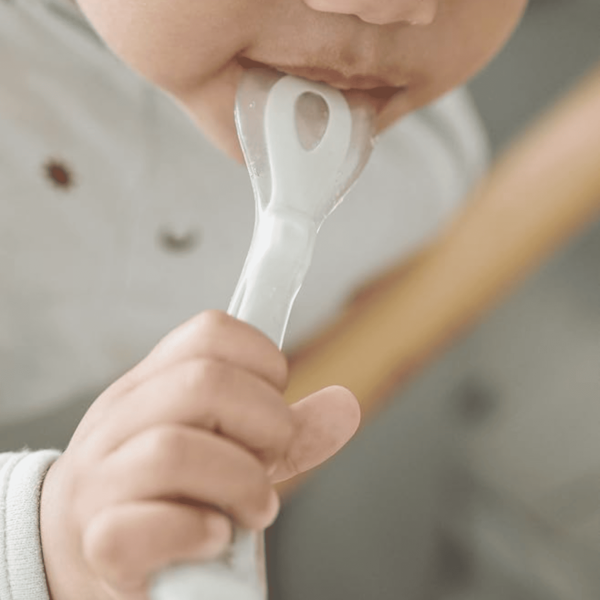 Beaba 2 vnt. silikoninių šaukštelių rinkinys su dėžute (8 mėn.+) rinkinys kūdikiui kūdikių primaitinimas kūdikio mityba primaitinimo pradžia vaiko mityba sveika mityba