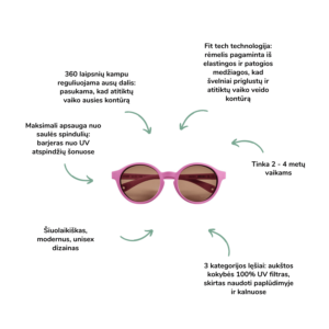 Beaba Merry akiniai nuo saulės (2-4 m.) kūdikių akiniai saulės akiniai kūdikiams kūdikių akiniai nuo saulės apsauga akims saugūs akiniai kūdikiams