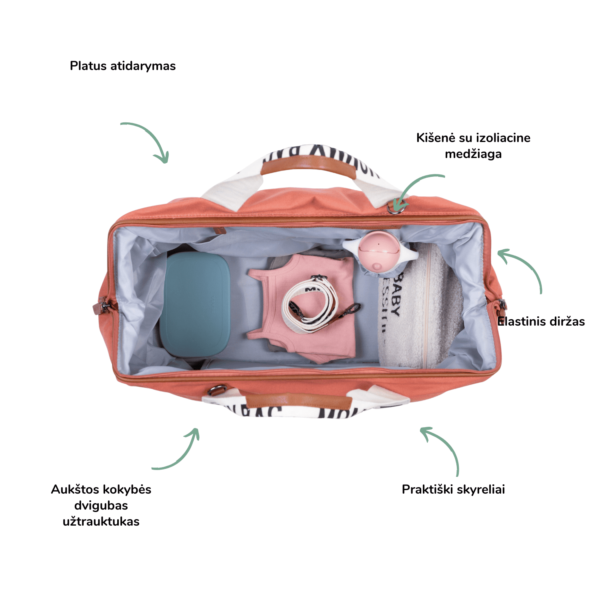 Childhome didelis mamos krepšys Mommy bag, Signature Canvas paasiruošimas gimdymui talpus krepšys mamai