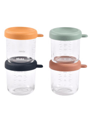 Beaba stiklinių indelių rinkinys (4 x 250 ml) primaitinimas vaiko mityba maisto ruošimas kūdikiui maisto vaikams gaminimas