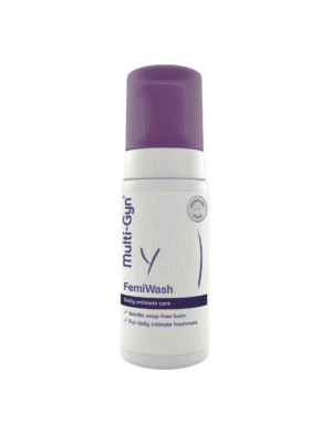 Multi-Gyn FemiWash prausiklis, 100ml imtymios higienos prausiklis itin švelnus prausiklis 2QR kompleksas prausimosi putos be muilo imtymos higienos flora Myu.lt kosmetika mamos imtymi higiena