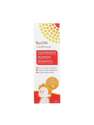 PoxClin CoolMouse vėsinamosios putos vėjarapių simptomams lengvinti, 100 ml vėjaraupiai niežėjimas