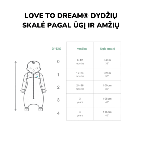 Love to dream™ pižama 3 etapas - su ilgomis rankovėmis (2.5 TOG) vaikų miegas vaiko miego apranga