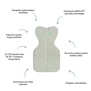 Love to dream™ vystyklas 1 etapas - vientisas (2.5 TOG) (0-3 mėn.) S dydis vystyklas kūdikiui kūdikio vystymas kūdikio miegas