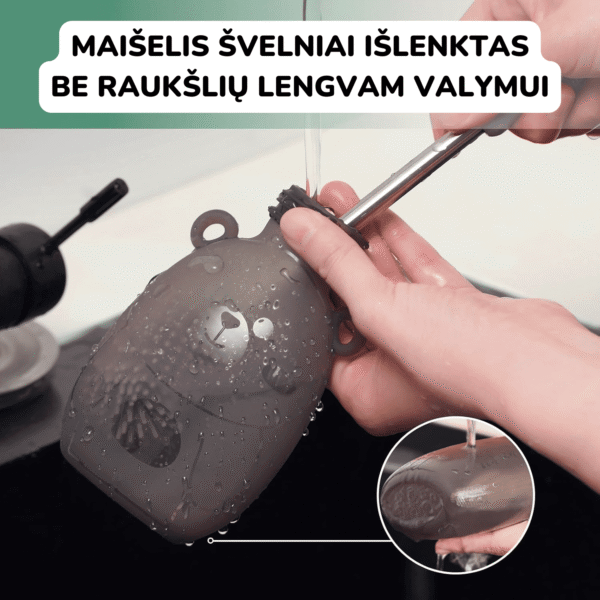 Haakaa silikoninis gėrybių maišelis Happii Bear kūdikių maitinimas kūdikių primaitinimas kūdikio mityba tyrelės Mylu.lt mylu.shop