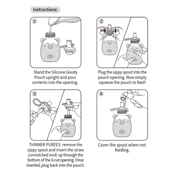 Haakaa silikoninis gėrybių maišelis Happii Bear kūdikių maitinimas kūdikių primaitinimas kūdikio mityba tyrelės Mylu.lt mylu.shop