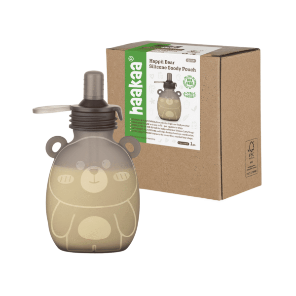 Haakaa silikoninis gėrybių maišelis Happii Bear kūdikių maitinimas kūdikių primaitinimas kūdikio mityba tyrelės Mylu.lt mylu.shop
