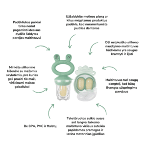 Haakaa šviežio maisto maitintuvas Mini kombo naujagimio žindymas kūdikio žindymas kūdikio primaitinimas kieto maisto maitintuvas mamos pieno maitintuvas Mylu.lt produktai žindymui
