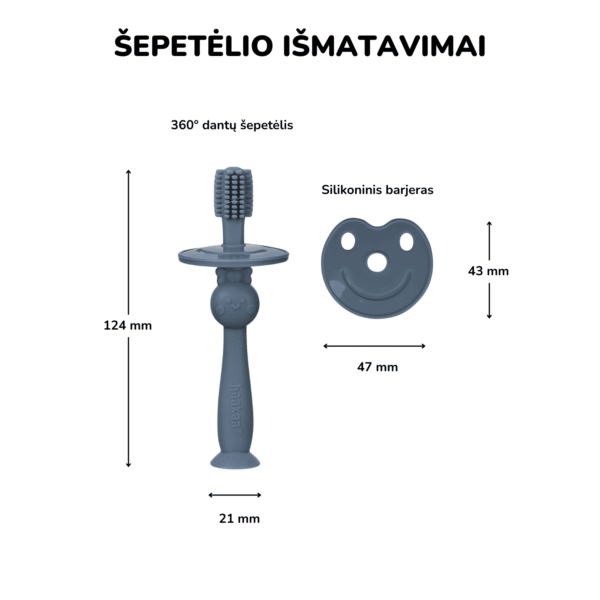 Haakaa 360° silikonins mokomasis dantų šepetėlis kūdikio dantų priežiūra Mylu.lt dantų šepetėliai kūdikiams kūdikio higiena vaikų dantų šepetėlis