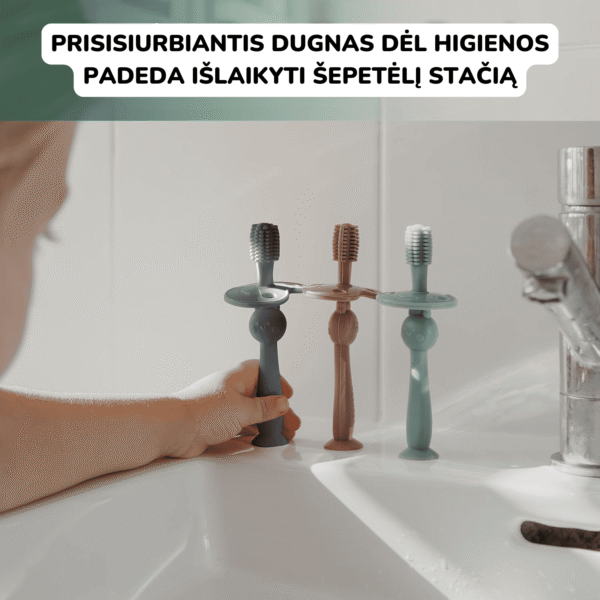 Haakaa 360° silikonins mokomasis dantų šepetėlis kūdikio dantų priežiūra Mylu.lt dantų šepetėliai kūdikiams kūdikio higiena vaikų dantų šepetėlis