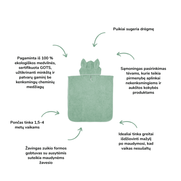 Summerville vaikiškas rankšluostis pončas su gobtuvu