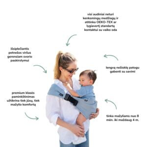 Momsilk nešioklė - sėdynė Momswing (8 - 20 kg) kūdikio nešioklė vaiko nešioklė saugi nešioklė kūdikiui patogi nešioklė kokybiška nešioklė