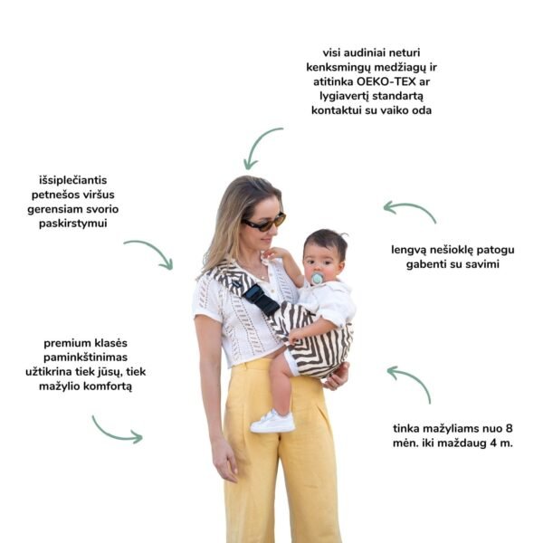 Momsilk nešioklė - sėdynė Momswing (8 - 20 kg) kūdikio nešioklė vaiko nešioklė saugi nešioklė kūdikiui patogi nešioklė kokybiška nešioklė