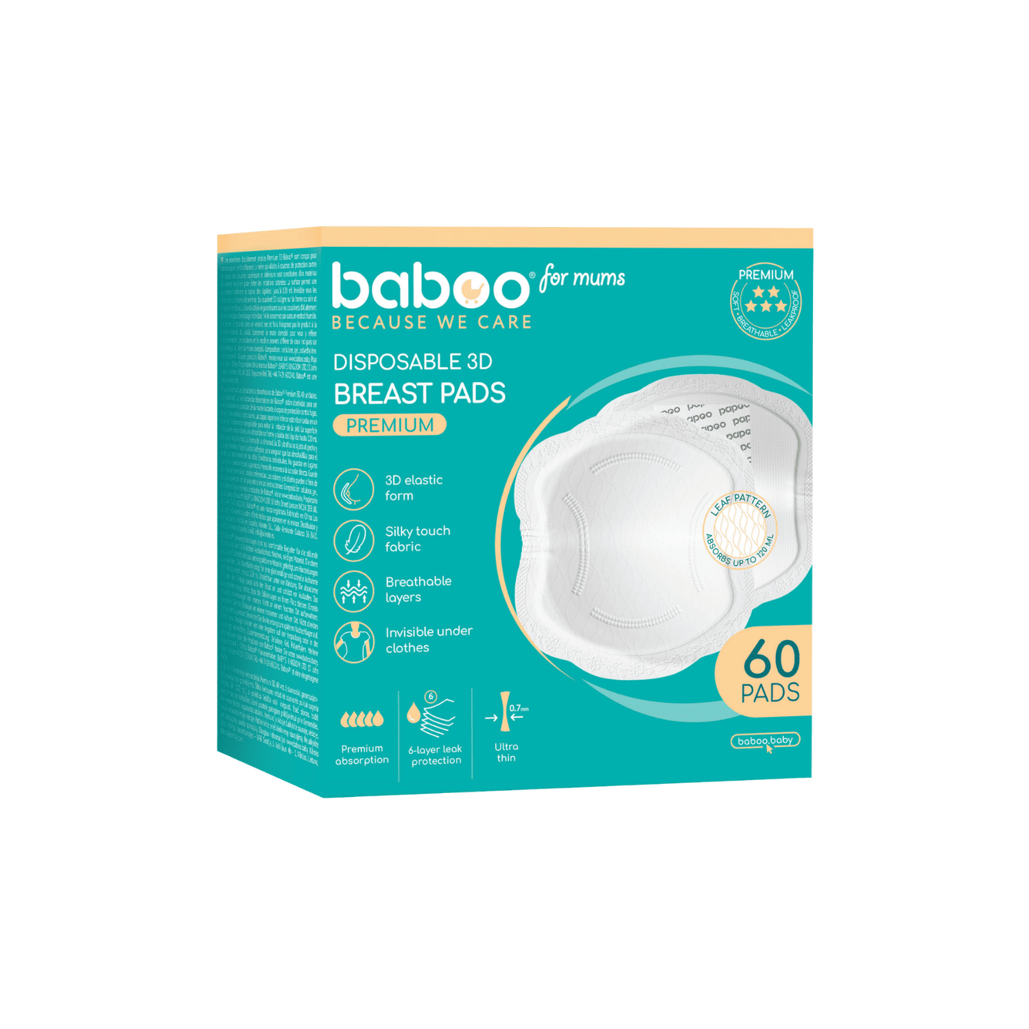 Baboo Premium įklotai į liemenėlę, 60 vnt.