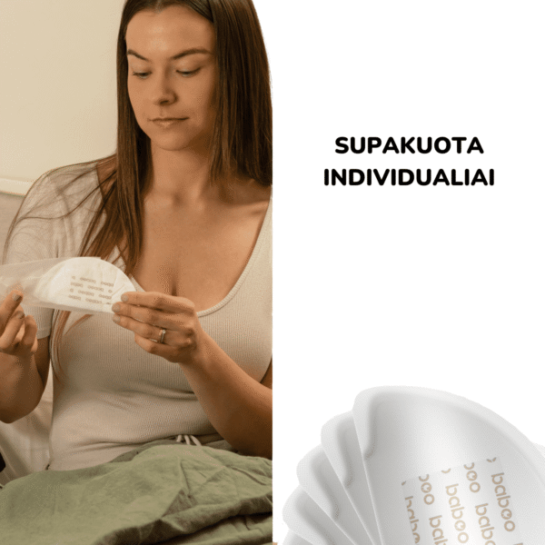 Baboo įklotai į liemenėlę, 120 vnt. įklotai žindant pagalba žindant kūdikio žindymas