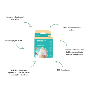 Baboo kelnaitės po gimdymo (2 vnt.), L dydis mamos priežiūra po gimdymo pagalba po gimdymo pogimdyminės kelnaitės